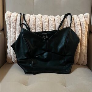 Forever 21 Black Faux Leather Crop Top